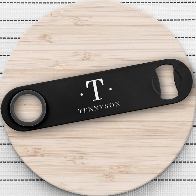 Monogram Black White Stylish Modern Minimalist Bar Key (Creator Uploaded)