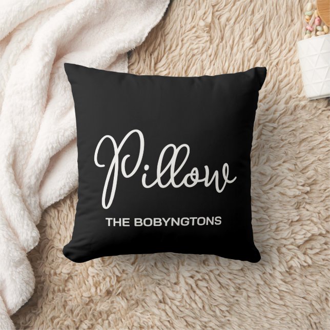 Monogram black white typography calligraphy funny  throw pillow (Blanket)