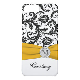 Monogram Black, White, Yellow Damask iPhone 7 Case