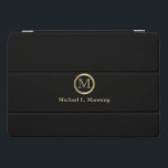 Monogram Black with Gold Accents iPad Pro Cover<br><div class="desc">Monogram Styled iPad Cover ready for you to personalize. ✔Note: Not all template areas need changed. 📌If you need further customization, please click the "Click to Customize further" or "Customize or Edit Design"button and use our design tool to resize, rotate, change text colour, add text and so much more.⭐This Product...</div>