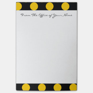 Monogram Black Yellow Chic Polka Dot Pattern Post-it Notes