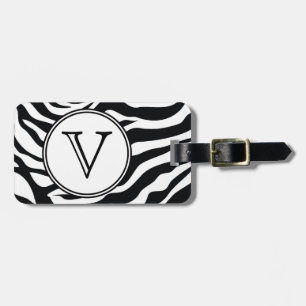 Monogram Black Zebra Stripes Personalized Bag Tag