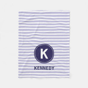Monogram Blanket Purple Stripes and Navy Blue