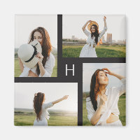 Monogram Blocks Editable Colour Photo Magnet