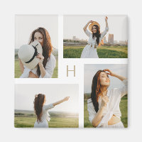 Monogram Blocks Editable Colour Photo Magnet