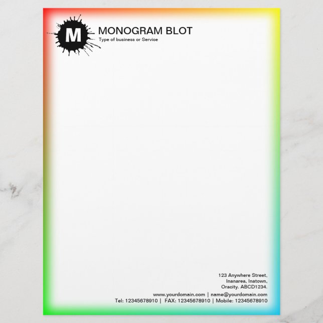 Monogram Blot - Black - Colour Edge Letterhead (Front)