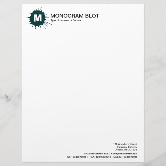 Monogram Blot - Dark Green Letterhead (Front)