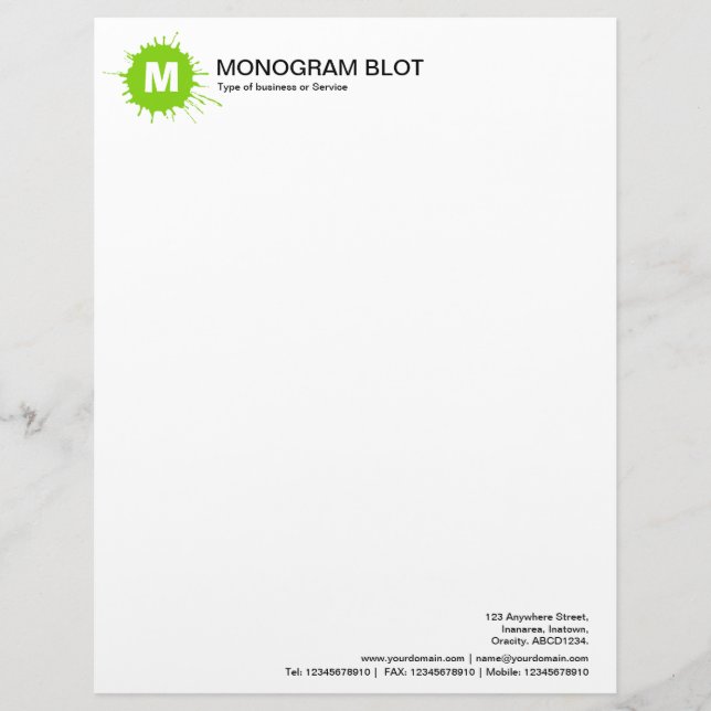 Monogram Blot - Martian Green Letterhead (Front)