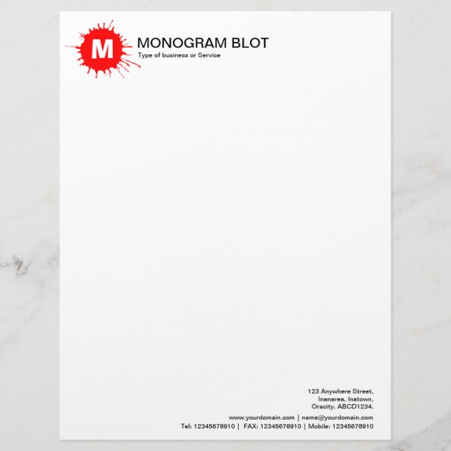 Monogram Blot - Red Letterhead (Front)