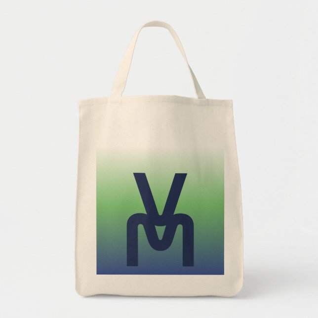 Monogram Blue and Green Gradient Tote Bag (Front)