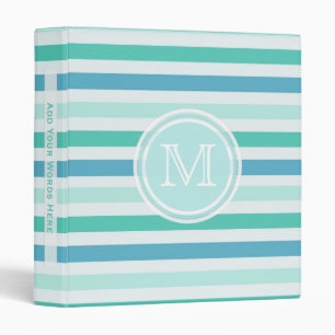 Monogram: Blue and Green Striped Binder