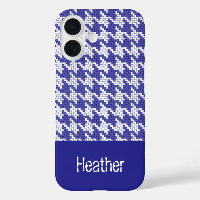 Monogram blue and white houndstooth pattern  Case-Mate iPhone case (Back)