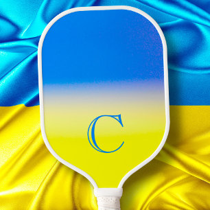 Monogram Blue and Yellow Ukraine Inspiration Peace Pickleball Paddle