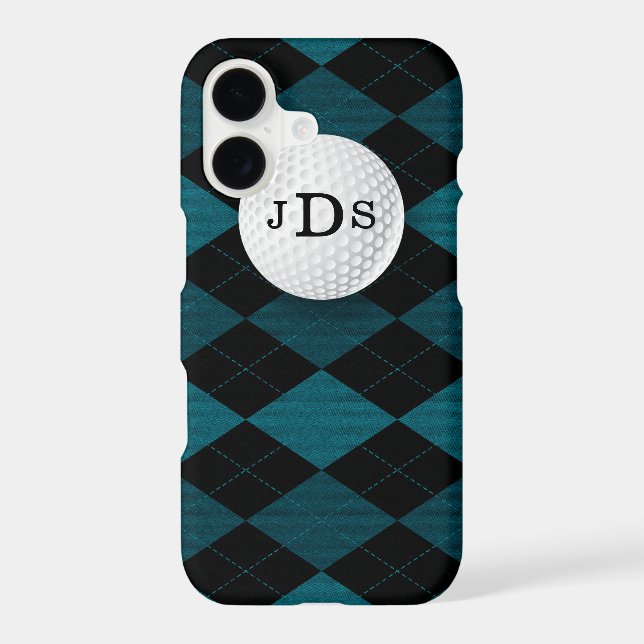 Monogram Blue Argyle, Golf Ball iPhone 7 Case (Back)