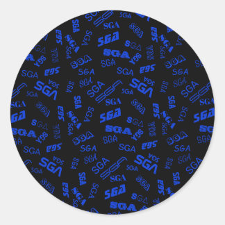 Monogram | Blue & Black Classic Round Sticker
