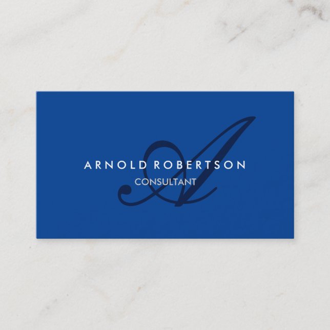 Monogram Blue Carte de visite tendance (Devant)