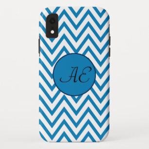 Monogram Blue Chevron Modern iPhone XR Case