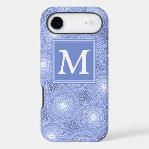 Monogram blue circles pattern
