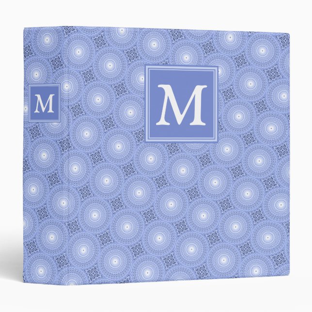 Monogram blue circles pattern binder (Front/Spine)