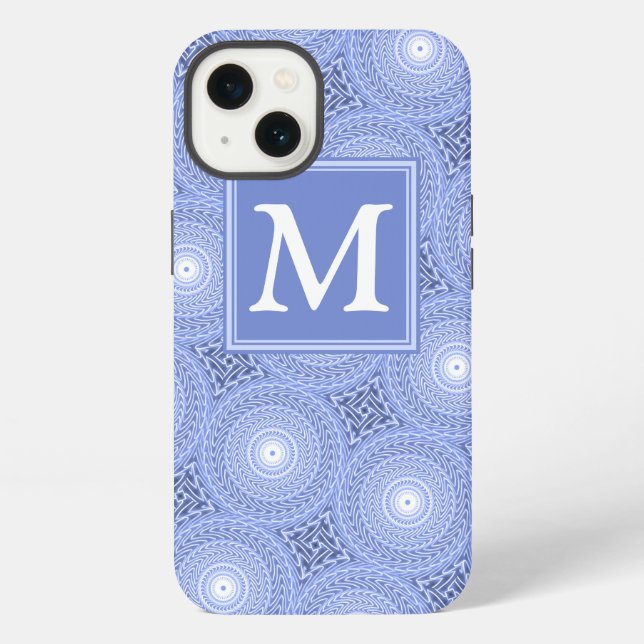 Monogram blue circles pattern Case-Mate iPhone cas Case (Back)