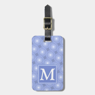 Monogram blue circles pattern luggage tag
