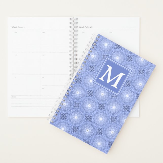 Monogram blue circles pattern planner (Display)