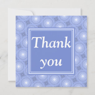 Monogram blue circles pattern thank you card