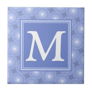Monogram blue circles pattern tile