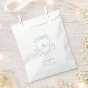 Monogram Blue Crest Baby Shower Favour Bag