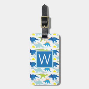 Monogram   Blue  Dinosaurs Luggage Tag