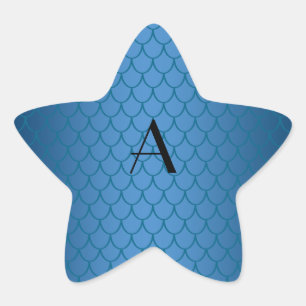 Monogram blue dragon scales star sticker