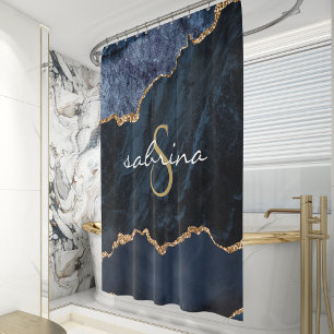 Monogram Blue Gold Agate Geode