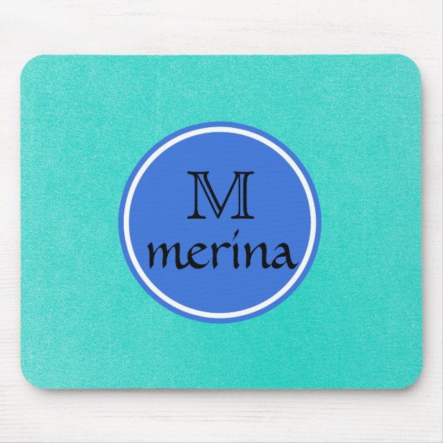Monogram Blue Green Gold Circle Mouse Pad (Front)