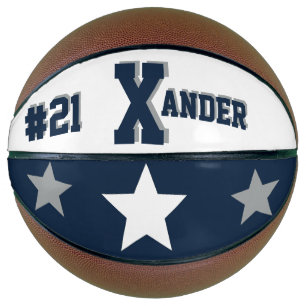 Monogram Blue, Grey, and White Basketball