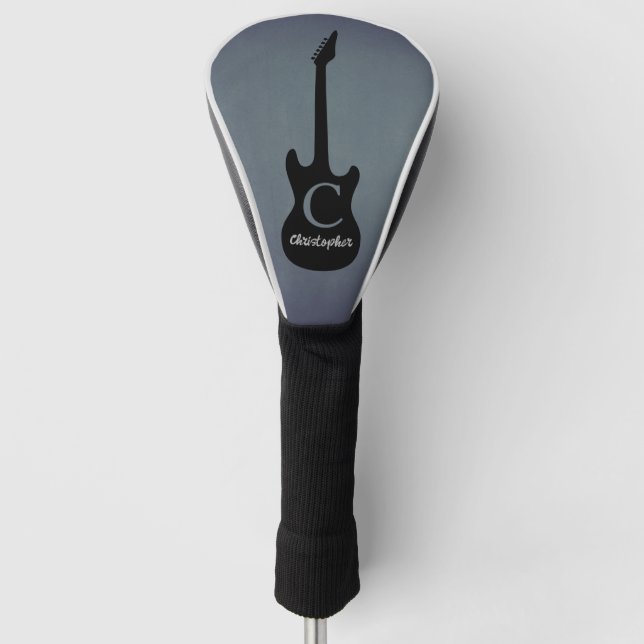 Monogram Blue Grey Electric Guitar Golf Head Cover (Front)