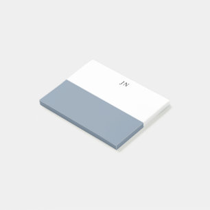 Monogram Blue Grey White Colour Block Post-it Notes
