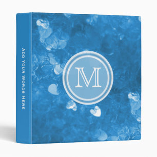 Monogram: Blue Heart Confetti Binder