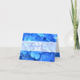 Monogram Blue Hydrangea Thank You Note Card