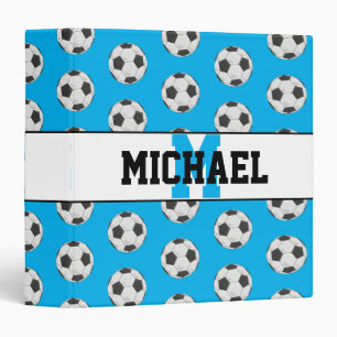 Monogram Blue Initial Soccer Ball Pattern Binder