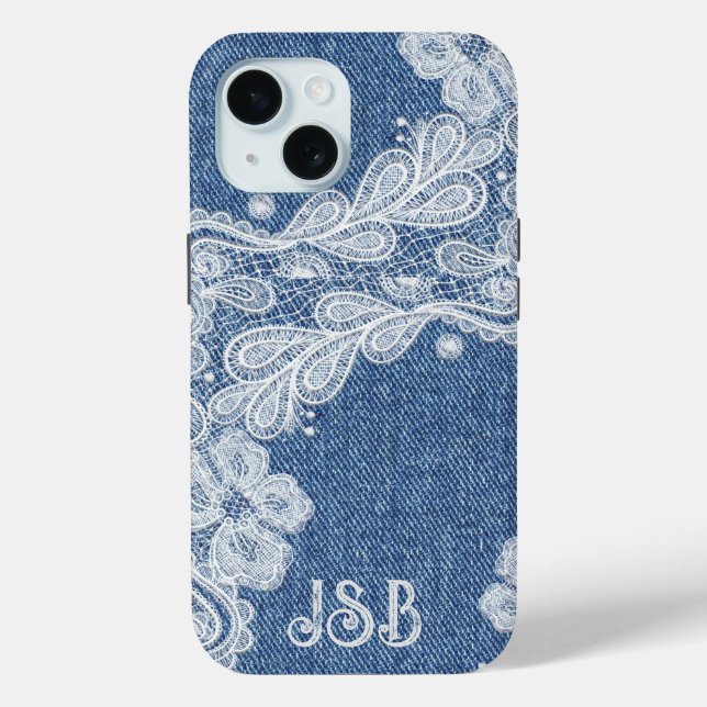 Monogram Blue Jean Denim iPhone / iPad case (Back)