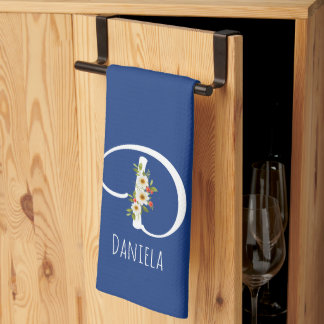 Monogram blue Kitchen Towel Housewarmng gift