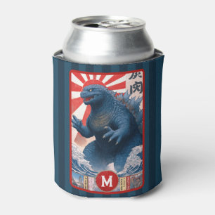 Monogram Blue Lizard Monster Bold Retro Cool Fun Can Cooler