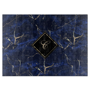 Monogram Blue Marble Cutting Board