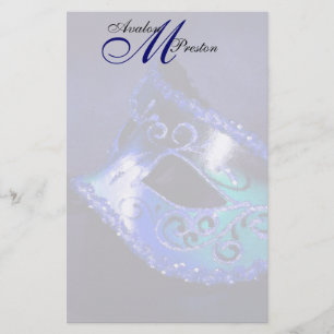 Monogram Blue Masquerade Wedding Stationery