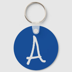 Monogram Blue Modern Add Your Name Initial Keychain