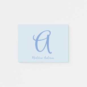 Monogram Blue Modern Minimalist Post-it Notes