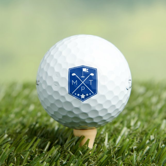 Monogram Blue Name Personalized Golf Balls (Insitu Tee)
