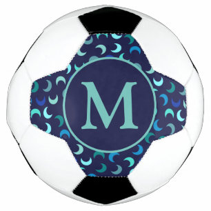 Monogram Blue New Moon Pattern Soccer Ball