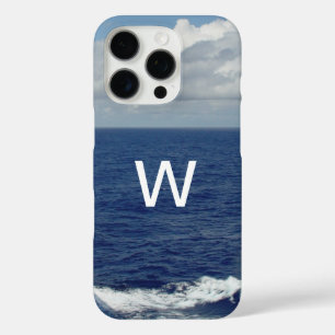 Monogram Blue Ocean Fluffy Clouds iPhone 16 Pro Case