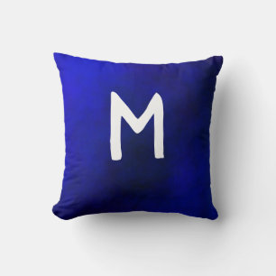 Monogram Blue Plasma Throw Pillow